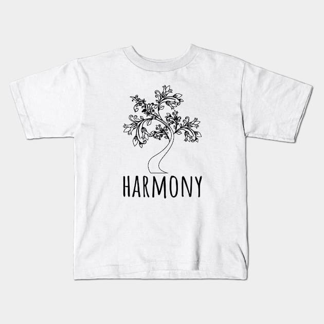 Harmony, Yoga Meditation, Zen, Spiritual Peace, Buddha, Namaste Kids T-Shirt by bhp